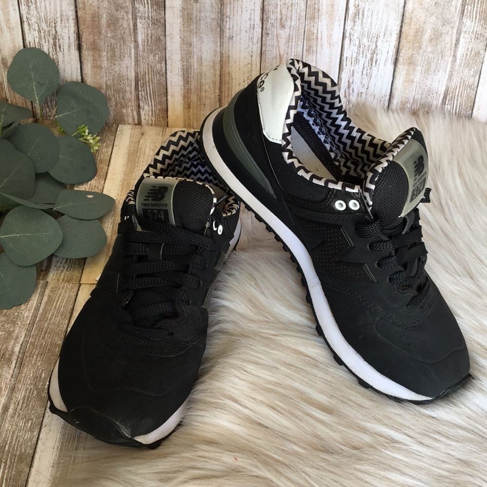 Matte Black New Balance 574 Sneakers